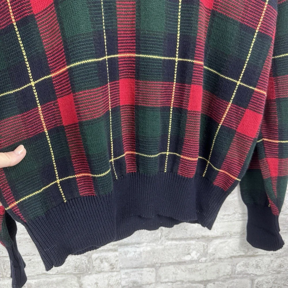 Vintage POLO RALPH LAUREN Scottish Red Tartan Plaid Heritage'Sweater Shield Logo